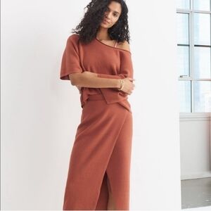 NWT Anthropologie Saturday Sunday Monique Set Sweater Midi Wrap Skirt Large Rose